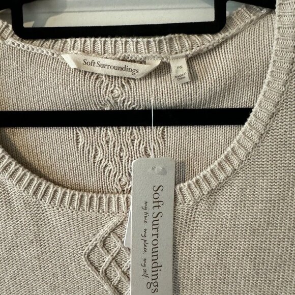 NEW Soft Surroundings Reza Diamond Lattice Flare Sleeve Sweater Beige PS NWT - Picture 3 of 5